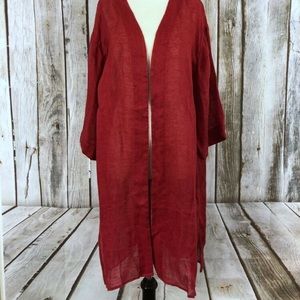 Soft Surroundings Garnet red linen duster cardigan